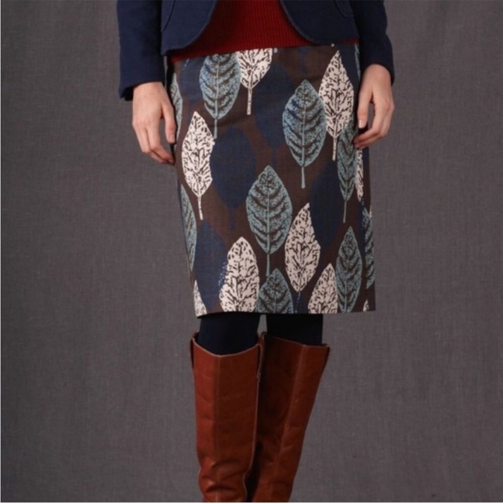 BODEN | Printed Leaf Canvas A-Line Skirt size 4‎